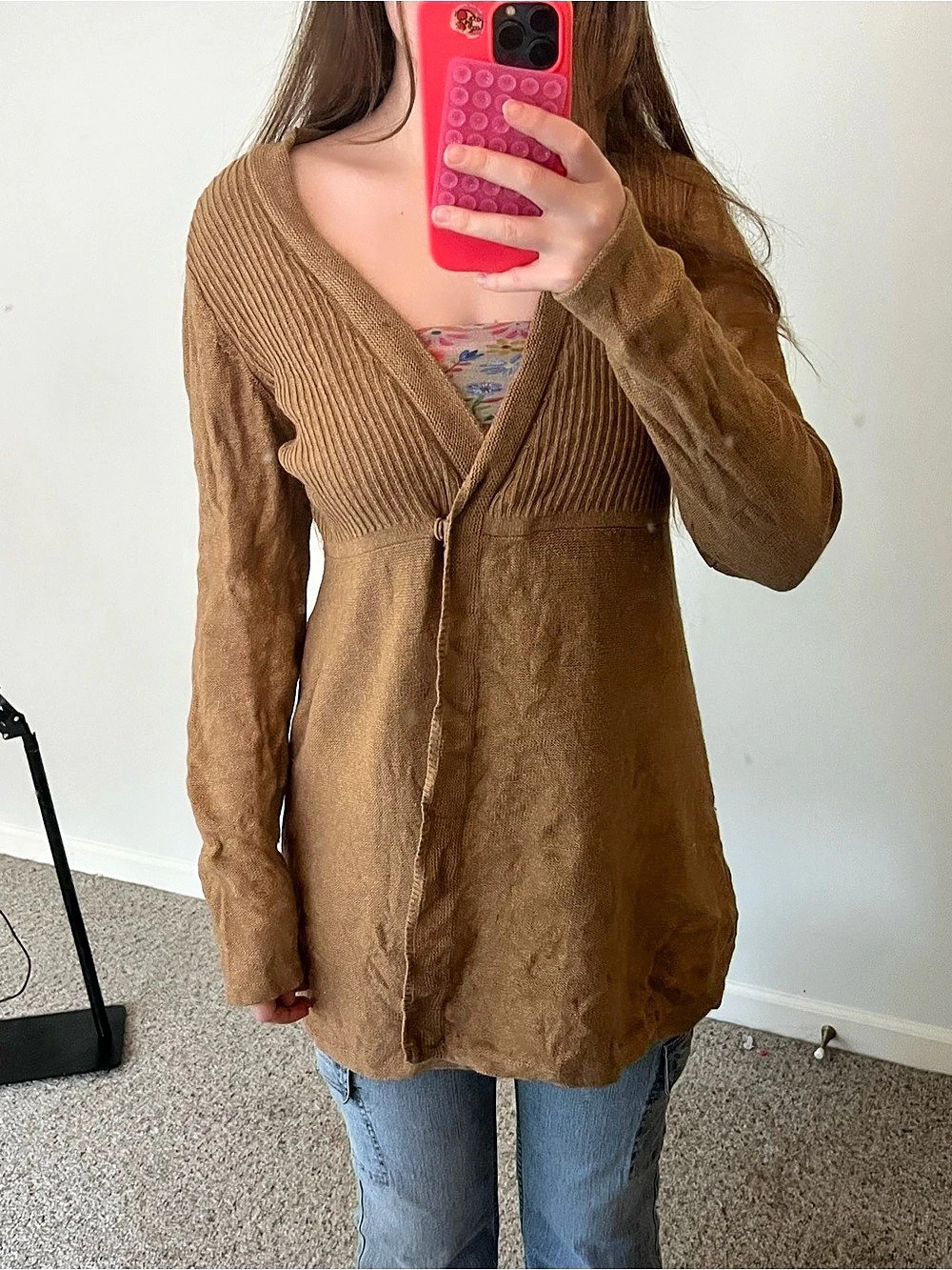 Alpaca Talbots Brown Zip Cardigan Size Medium